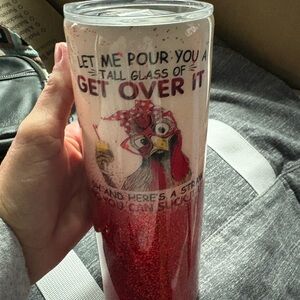 Glitter Red Rooster Tumbler - 'Get Over It'